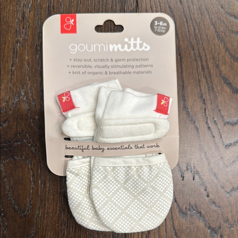 Umi Baby Mittens - Cream and Red